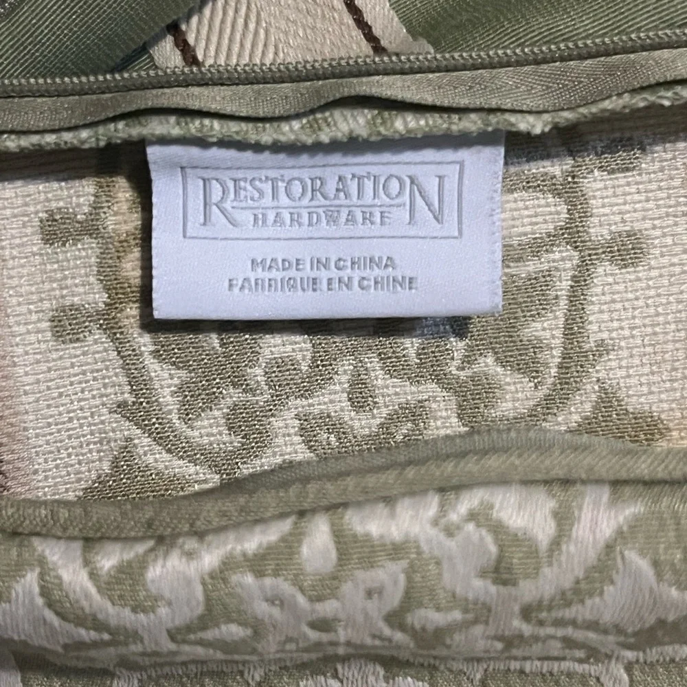 Restoration Hardware Green and Cream Patterned pillow shams (3)